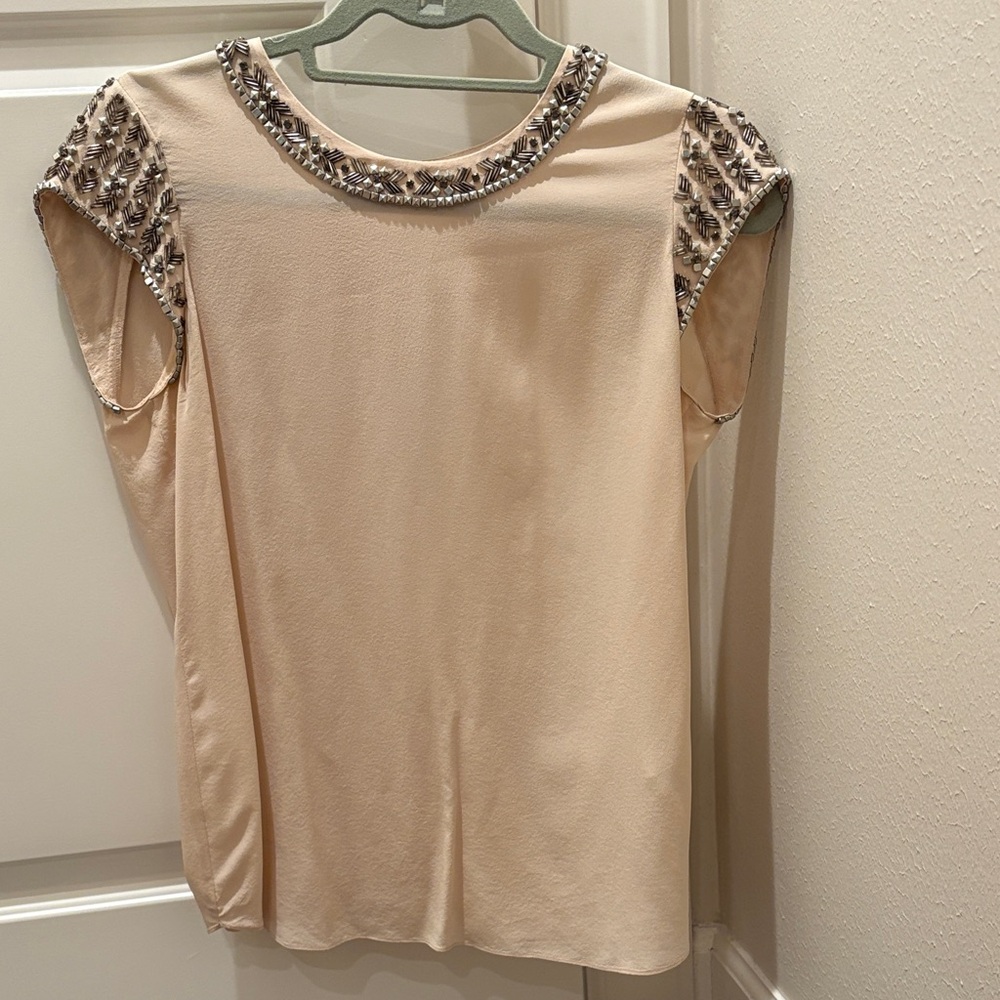 Rebecca Taylor Cream Beaded Blouse